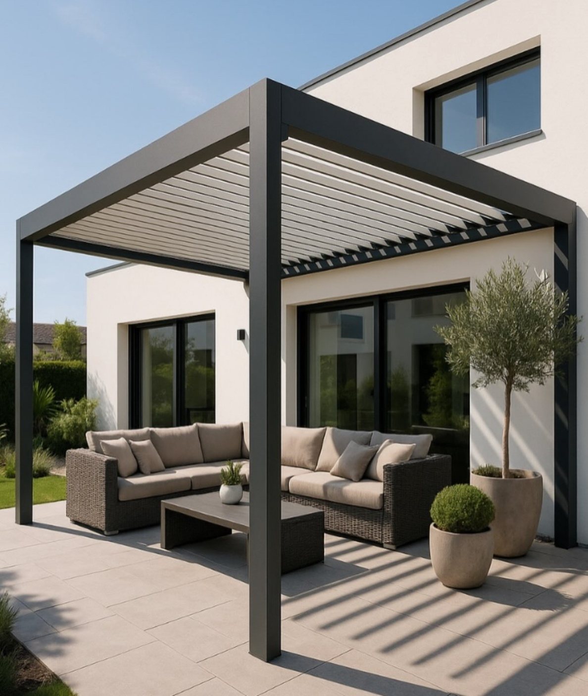 Pergola addossata su terrazzo